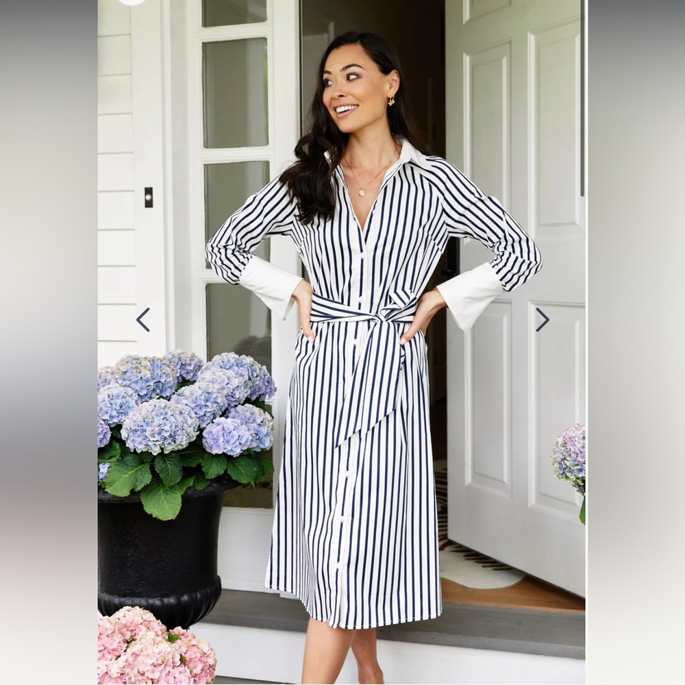 NEW  Navy and White Shirt Dress